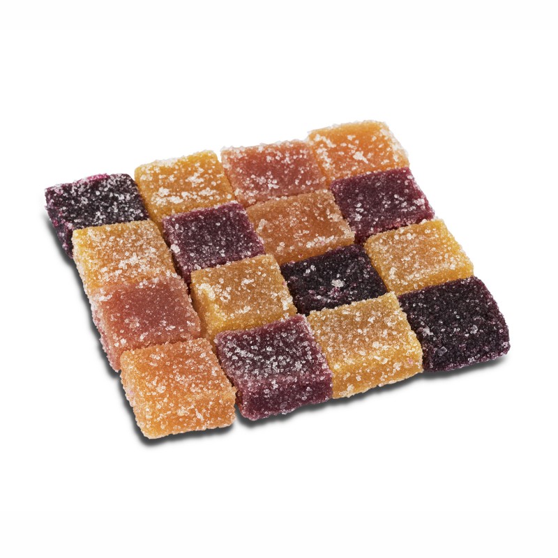 Boîte de 16 pâtes de fruits - 105g abricot, cassis, framboise, fruit de la passion, goyave, mangue