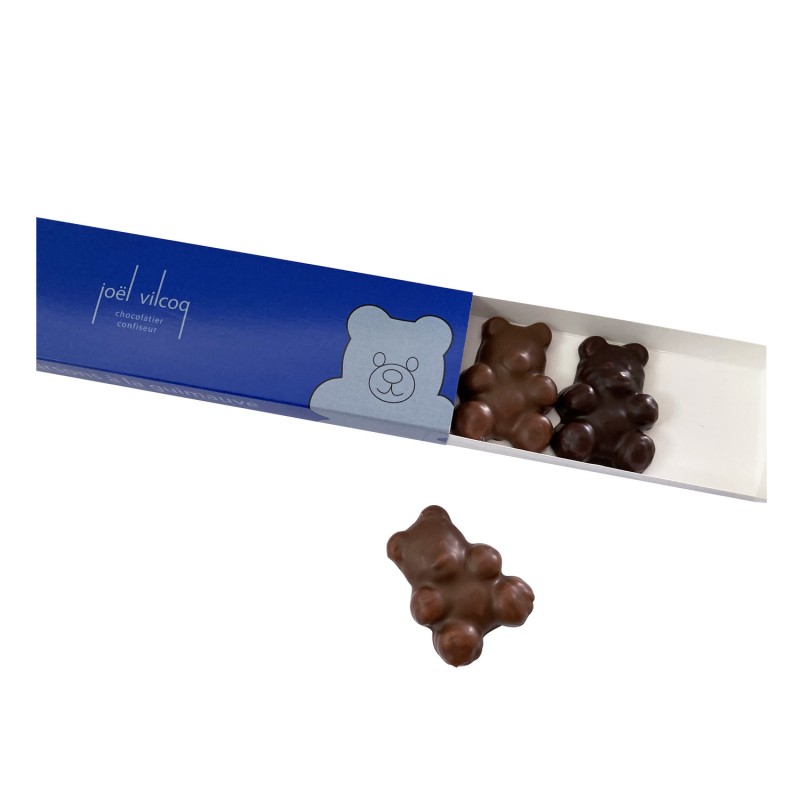 oursons guimauve enrobés de chocolat noir et lait - 105g Vanille, Mangue-Passion et Framboise