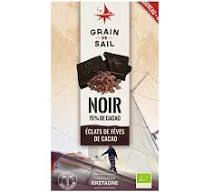Tablette noir éclats de fèves cacao 75% 100g