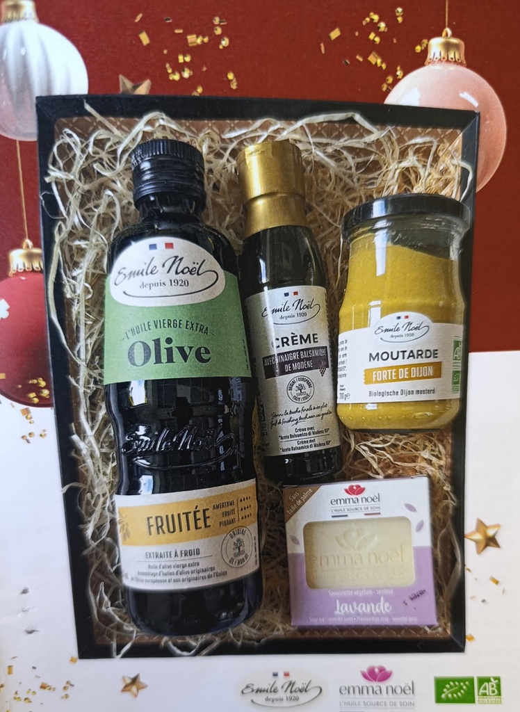 huile d'olive vierge, balsamique, moutarde, savonnette 100g