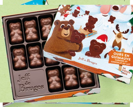 Boite ours en guimauve caramel