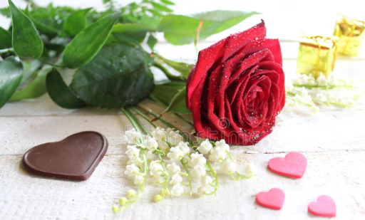 3 brins de muguets et 1 rose