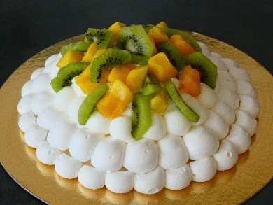 Pavlova Exotique Vanille 6p Meringue, Chantilly Vanille, Kiwis et Mangue vendredi 22/11