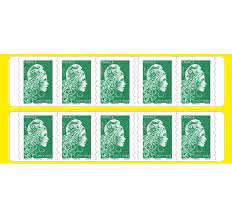 Carnet de 10 timbres verts