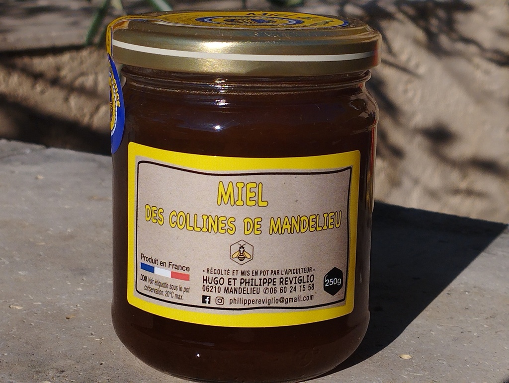 Miel des collines de Mandelieu en 250g à 5.60€ au lieu de 6.00€